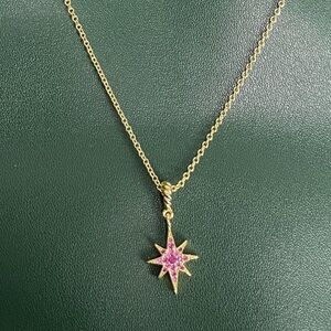 David Yurman Gold Star Pendant Necklace with Pink Accents